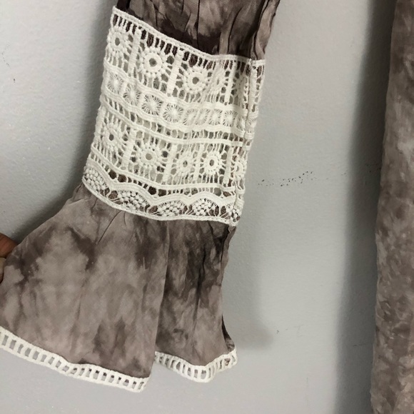 MISSGUIDED Crochet Flare Sleeve Tie Dye Dress Size 4 - Picture 5 of 6